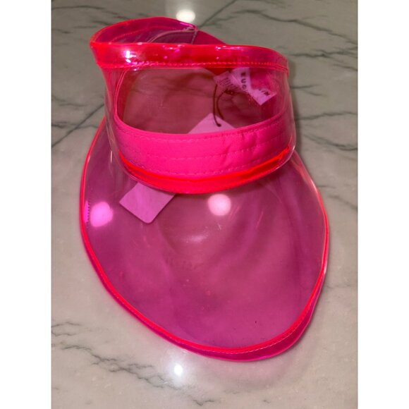 Eugenia Kim Micky Visor in Neon Pink One Size New Womens Plastic PVC Hat Sun main image 7